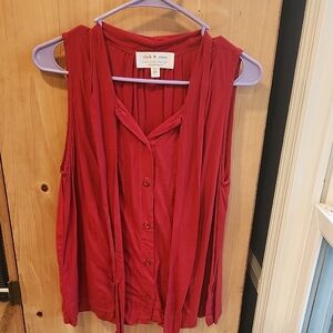 Women's Red Sleeveless Top By Anthropologie